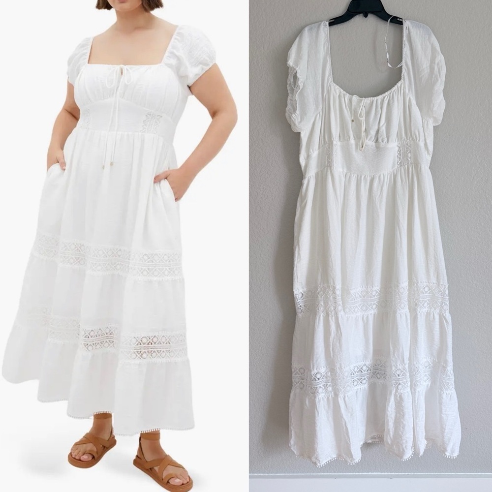 City Chic Plus Size Maxi White Maxi Dress with Lace Details - Picture 1 of 7